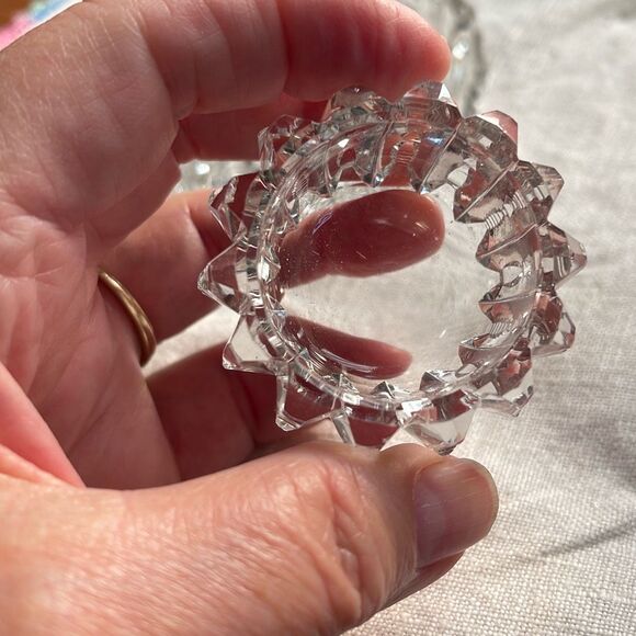 Lot of 3 cut glass open salt bowls. Victorian ornate - Picture 5 of 8